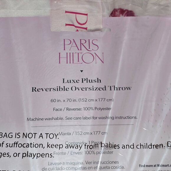 Paris Hilton That's Hot Luxe Plush Oversized Reversible Pink Throw, for Adults - Picture 4 of 4